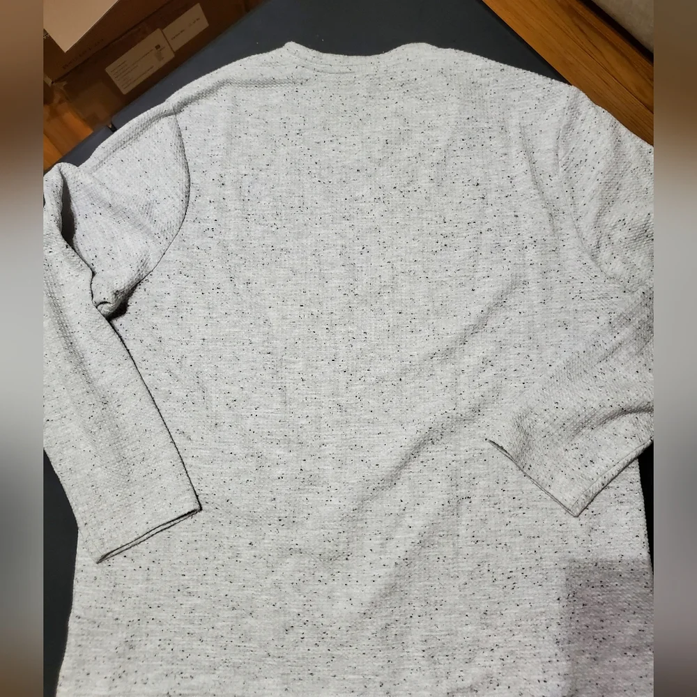 English Laundry Men's Waffle Knit Long Sleeve Pullover Gray Speckled XL